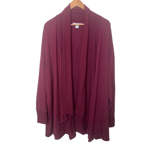 ATHLETA PRANAYAMA Restore Wrap Cardigan MERLOT Red  Sz 2X Casual Athleisure - Picture 1 of 8